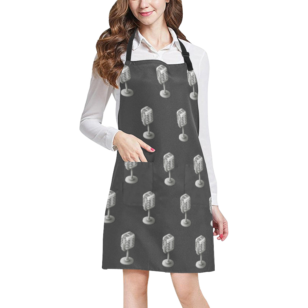 Microphone Vintage Pattern Print Design 01 Apron with Pocket