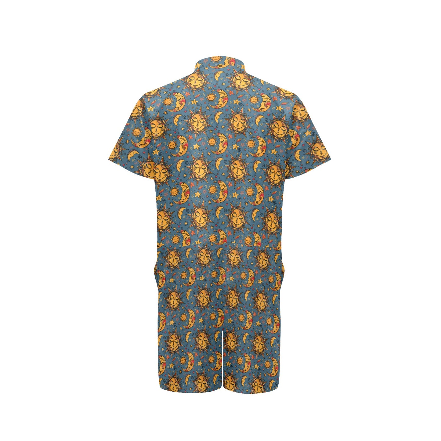 Celestial Moon Sun Pattern Print Design 02 Men's Romper