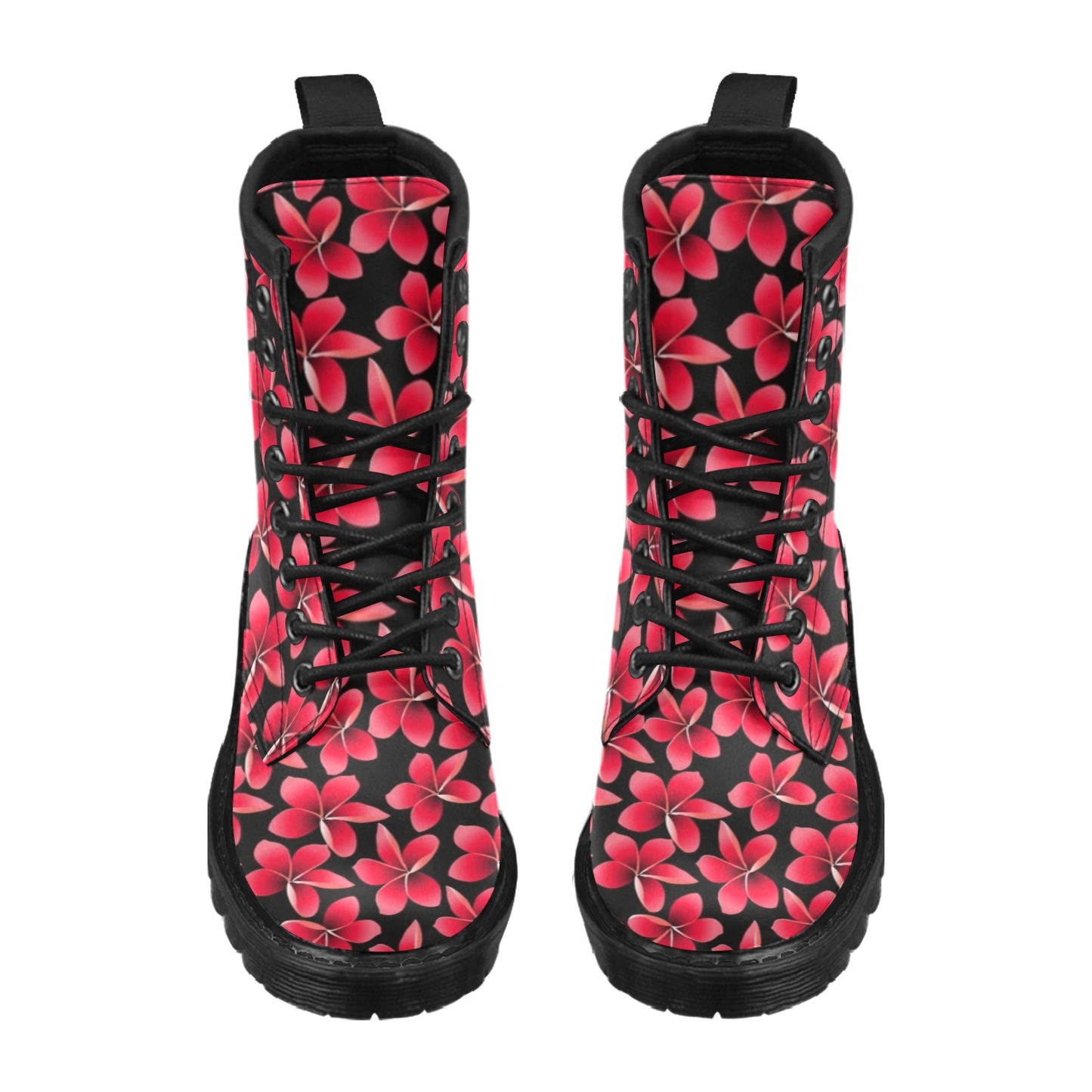 Red Plumeria Pattern Print Design PM025 Women's Boots