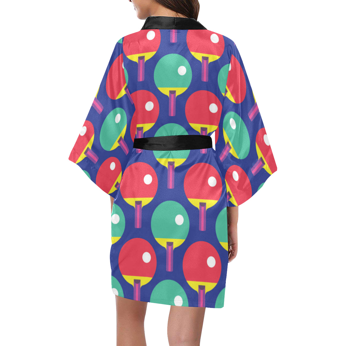 Ping Pong Pattern Print Design A03 Women's Short Kimono