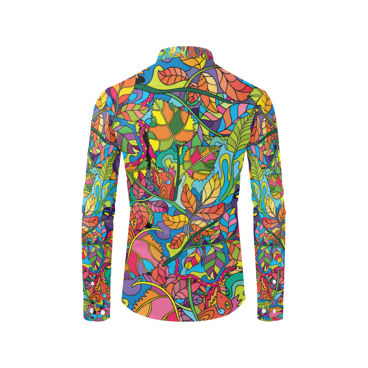 Psychedelic Trippy Flower Print Men's Long Sleeve Shirt