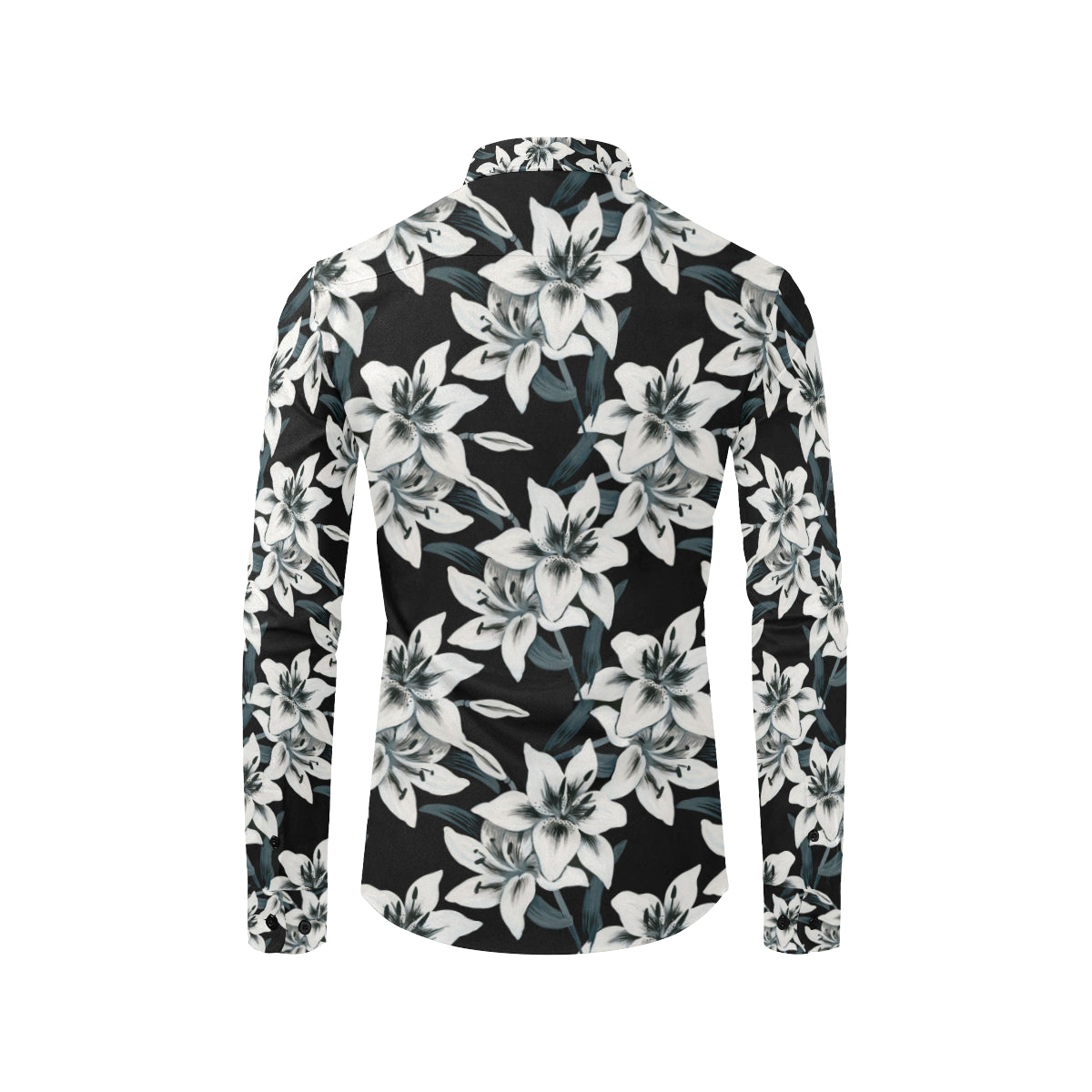 Lily Pattern Print Design 03 Men's Long Sleeve Shirt