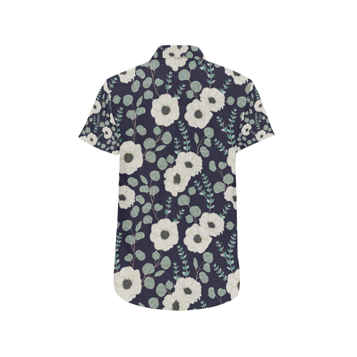 Anemone Pattern Print Design AM01 Men's Short Sleeve Button Up Shirt