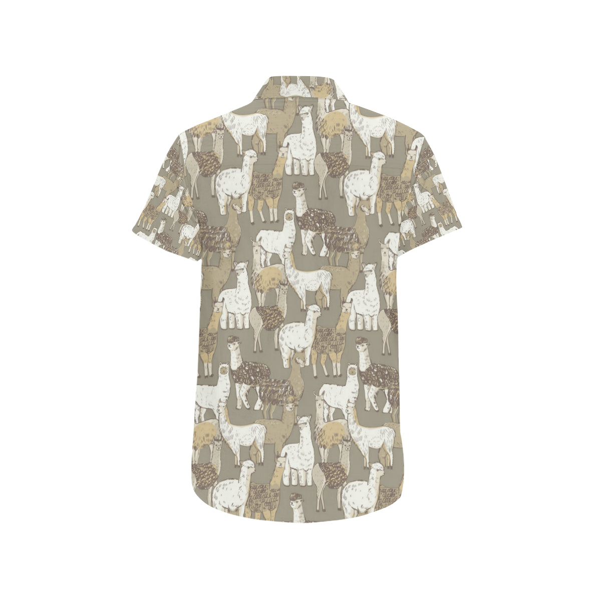 Alpaca Pattern Print Design 01 Men's Short Sleeve Button Up Shirt
