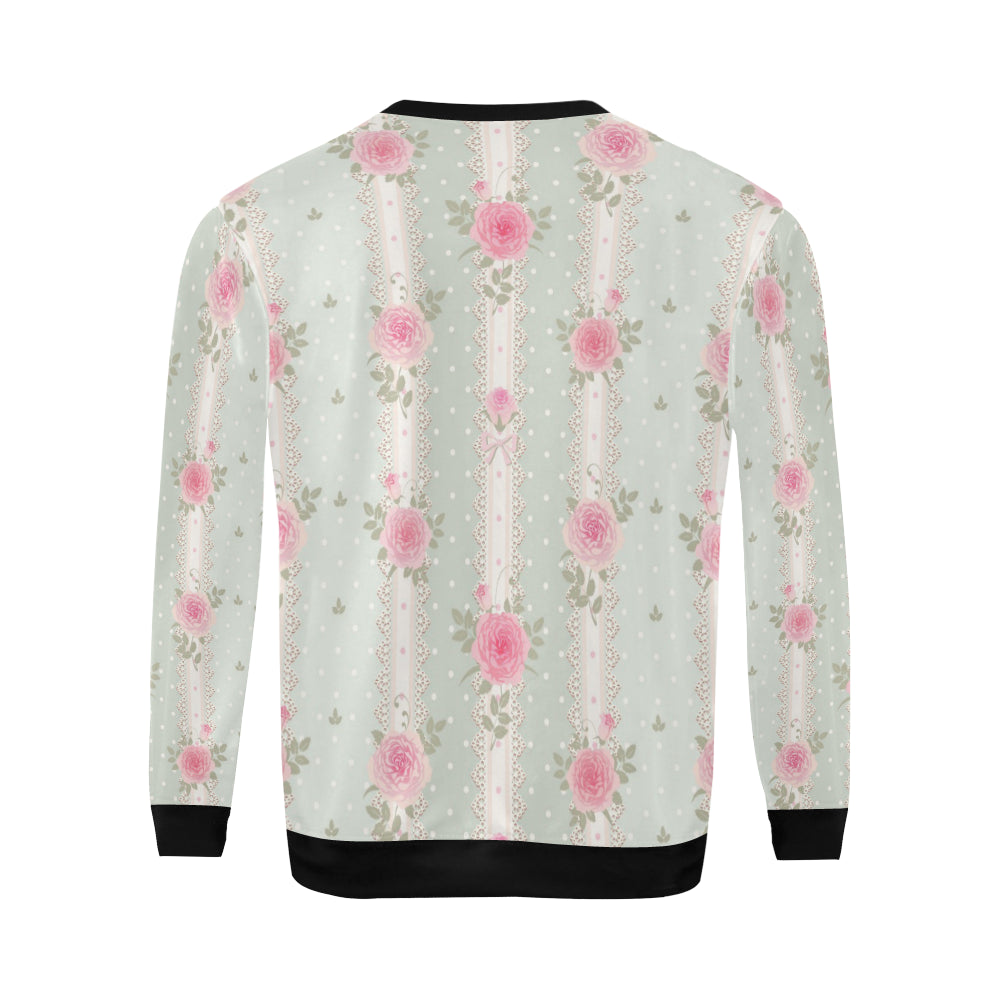 Rose Pattern Print Design RO016 Men Long Sleeve Sweatshirt