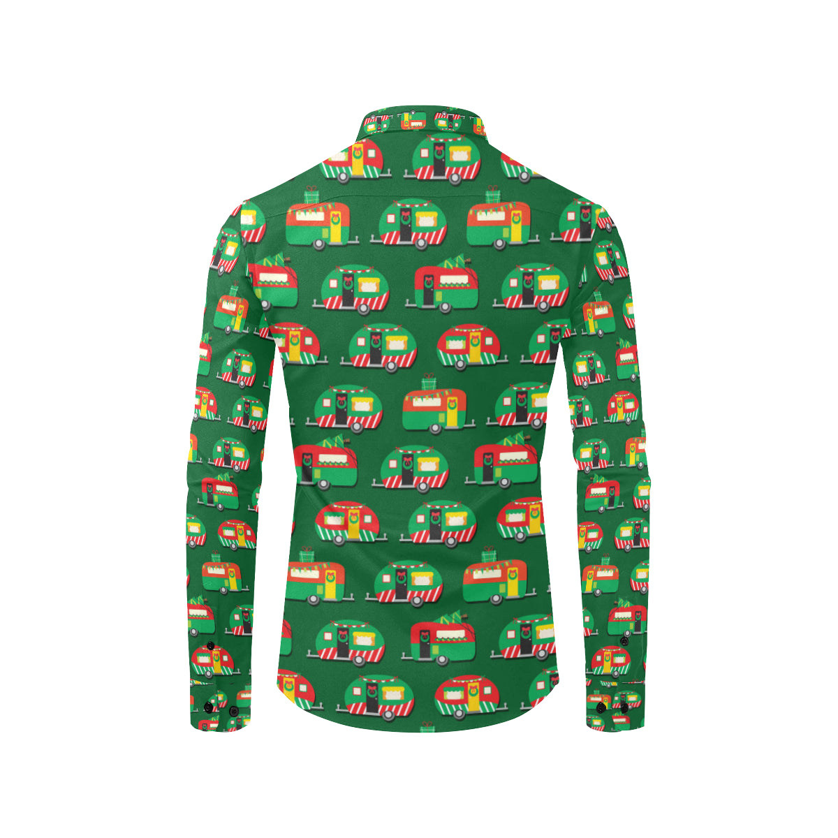 Camper Camping Christmas Themed Print Men's Long Sleeve Shirt
