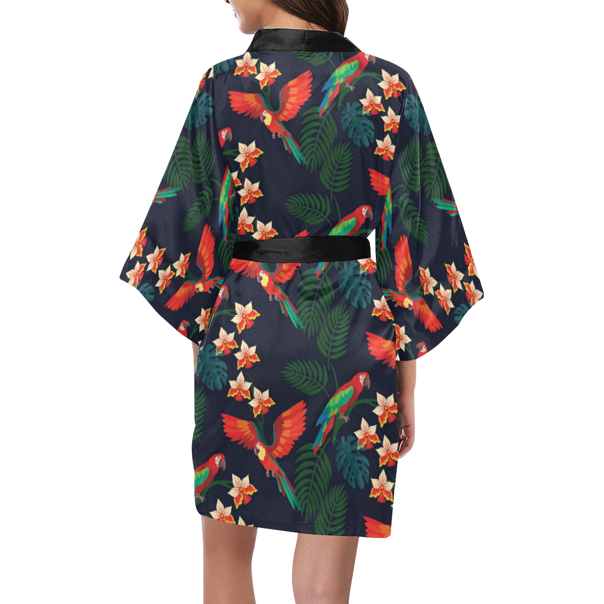 Macaw Pattern Print Design 02 Women's Short Kimono