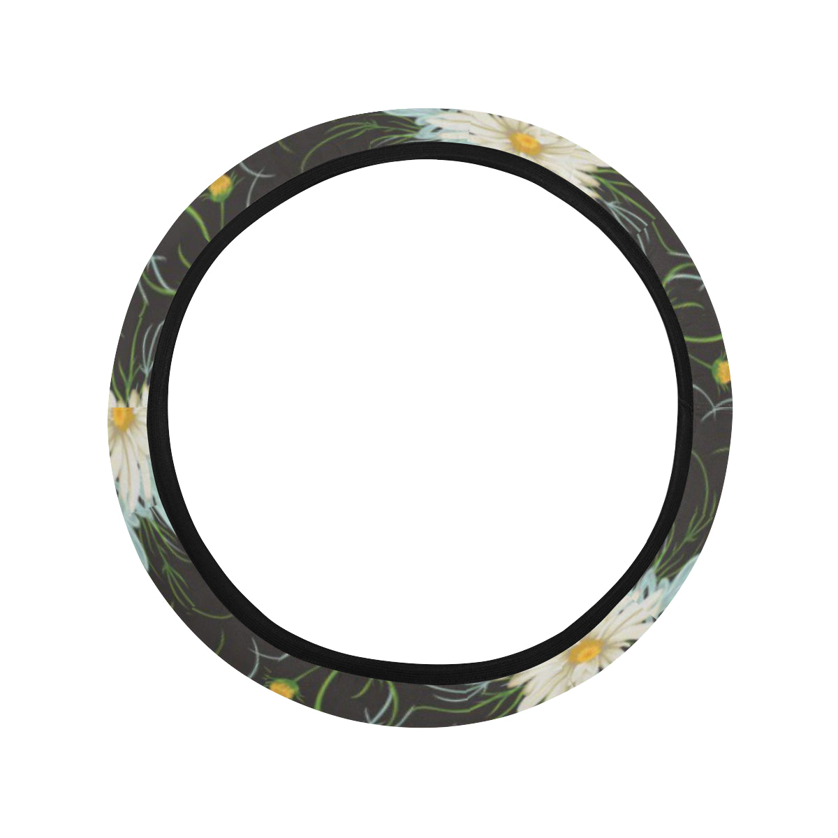 Daisy Pattern Print Design DS08 Steering Wheel Cover with Elastic Edge
