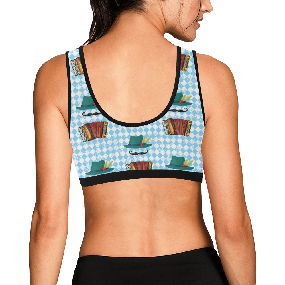 Accordion Mustache Pattern Print Design 01 Sports Bra