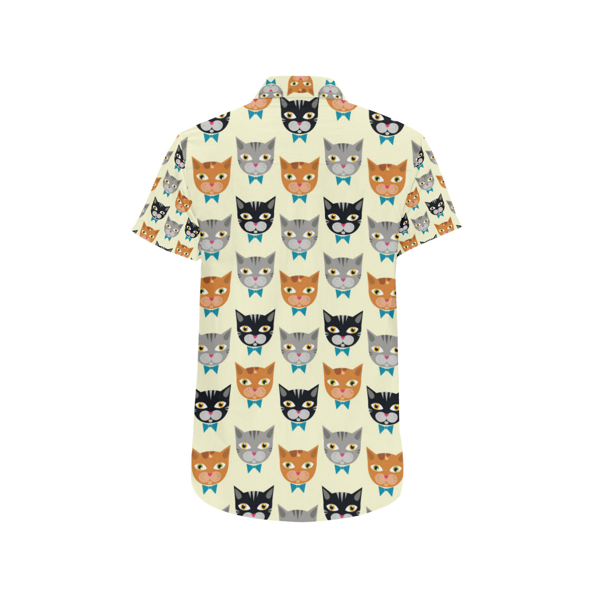 Cat Pattern Print Design 05 Men's Short Sleeve Button Up Shirt