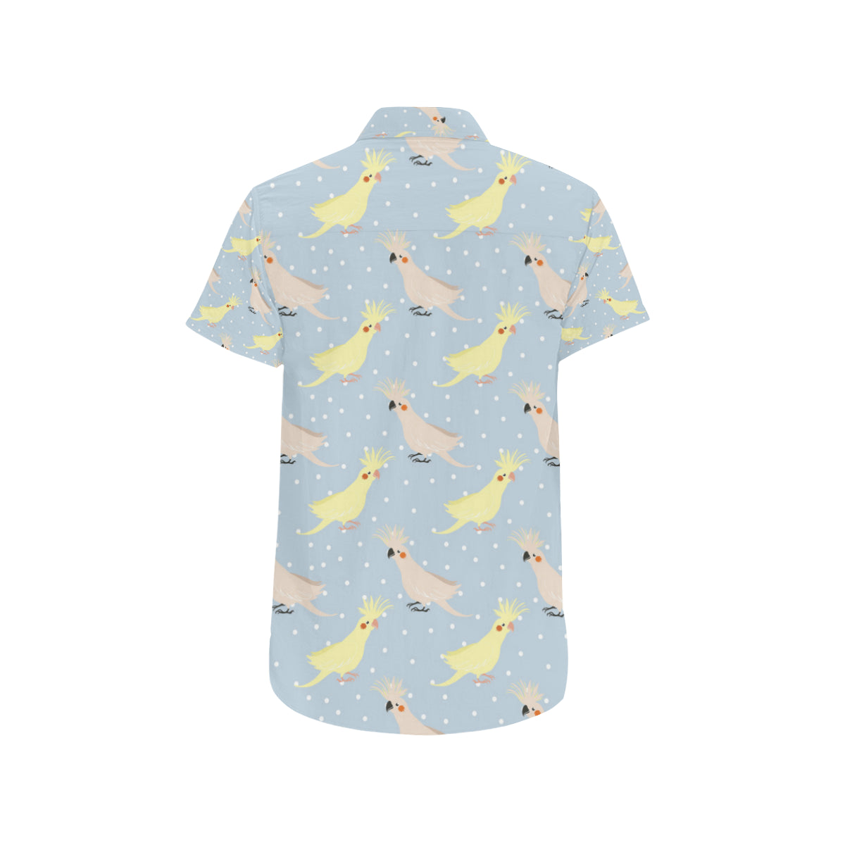 Cockatiel Pattern Print Design 03 Men's Short Sleeve Button Up Shirt