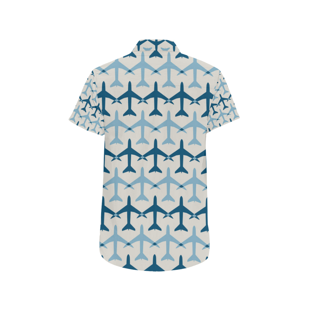 Airplane Pattern Print Design 04 Men's Short Sleeve Button Up Shirt