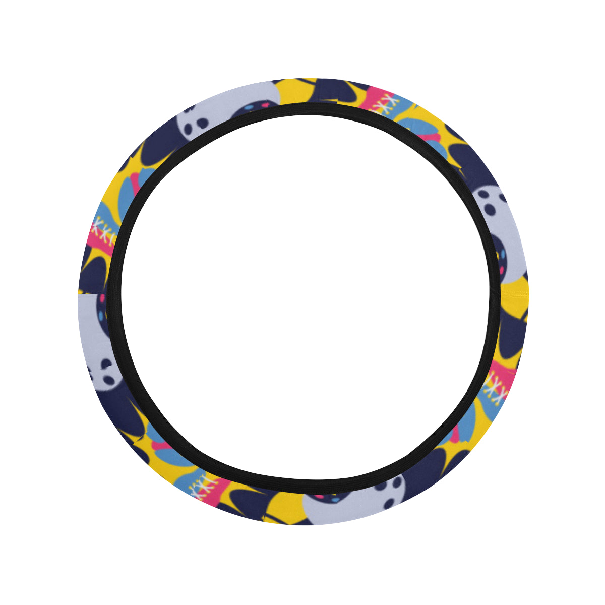 Bowling Pattern Print Design 02 Steering Wheel Cover with Elastic Edge