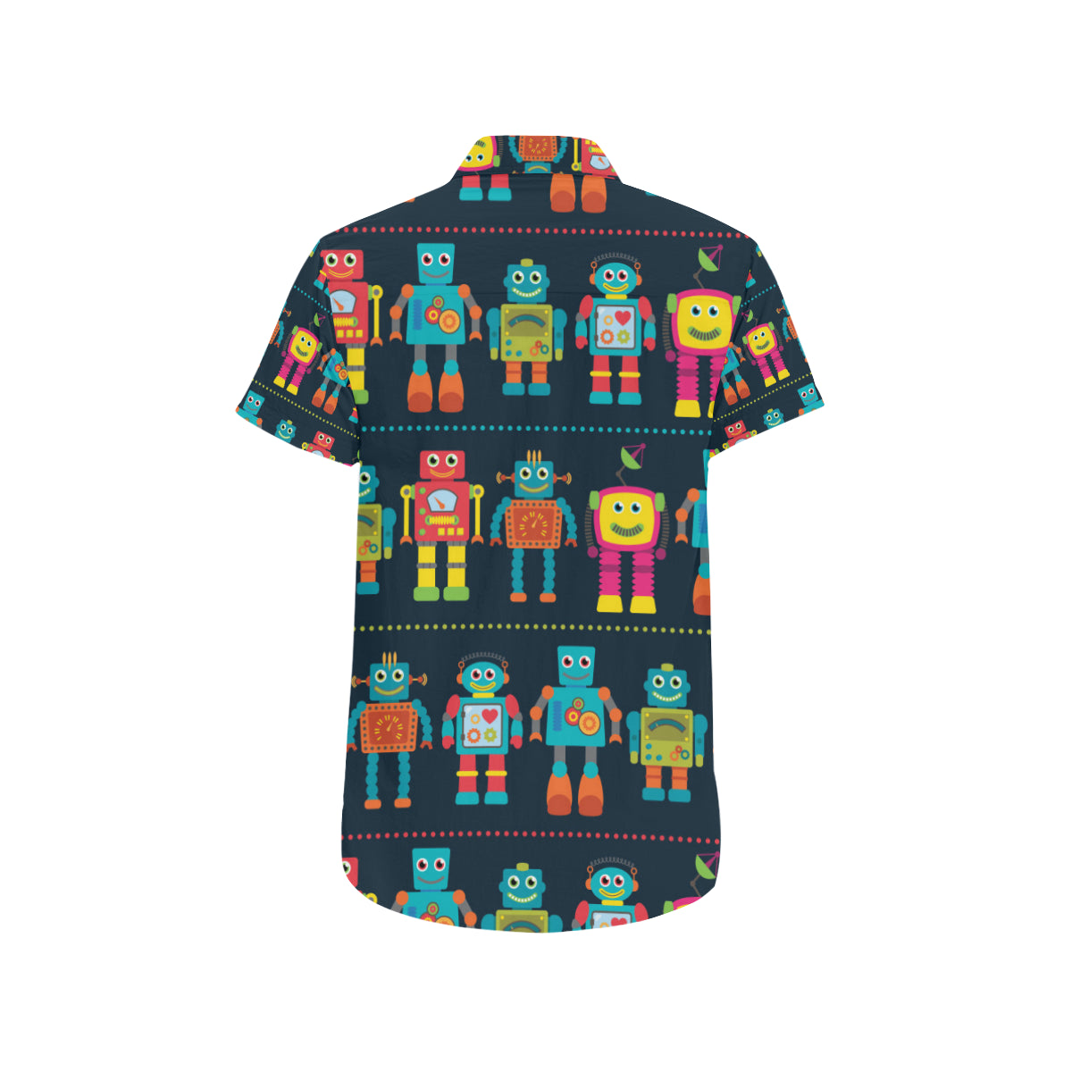 Robot Pattern Print Design A01 Men's Short Sleeve Button Up Shirt
