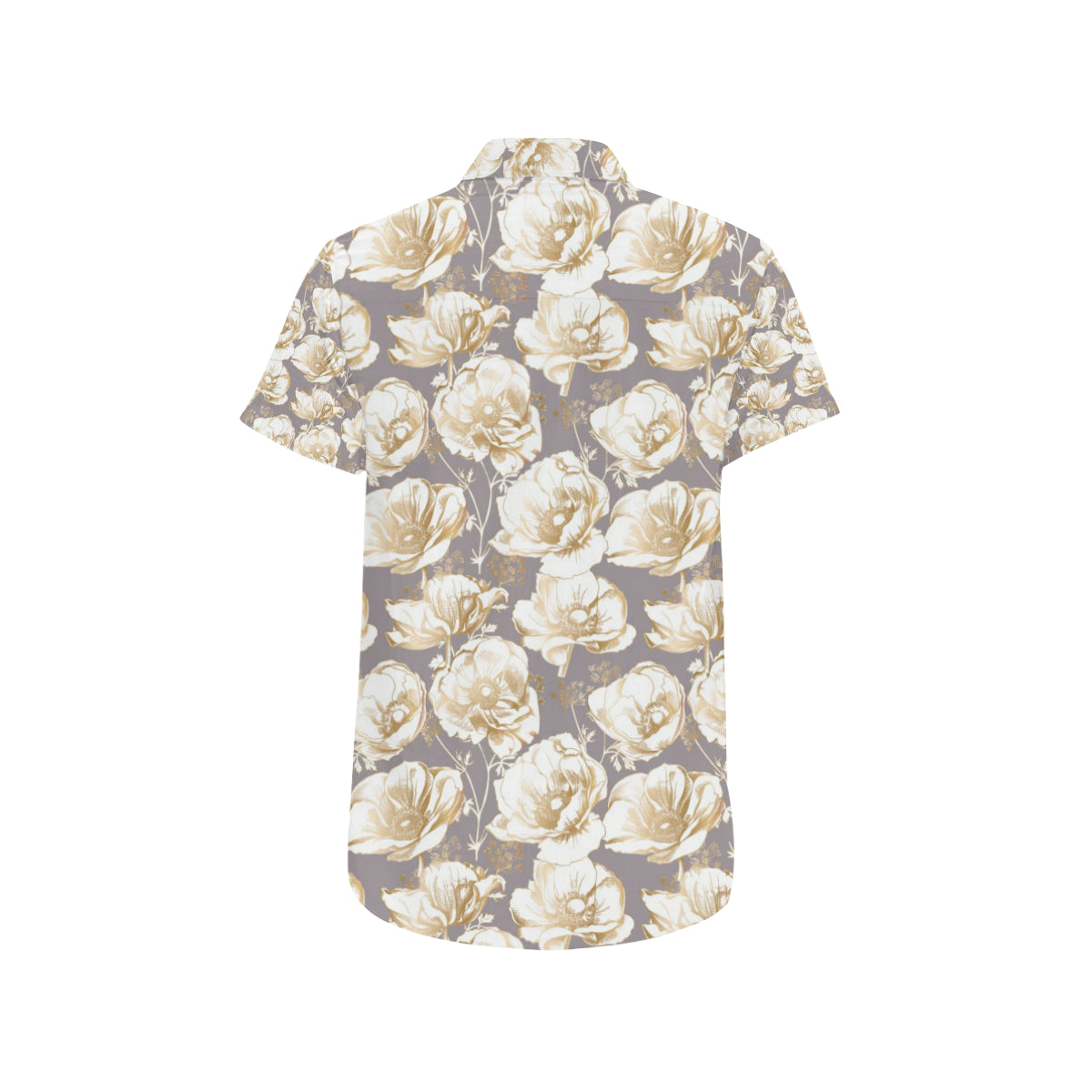 Anemone Pattern Print Design AM05 Men's Short Sleeve Button Up Shirt