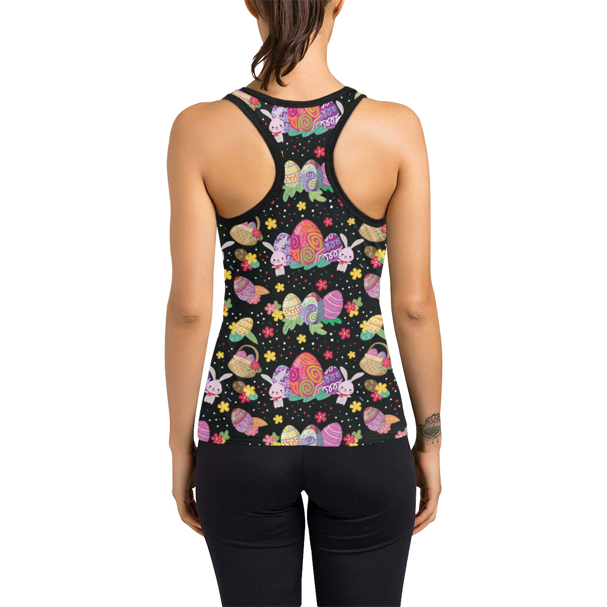 Easter Eggs Pattern Print Design RB06 Women's Racerback Tank Top