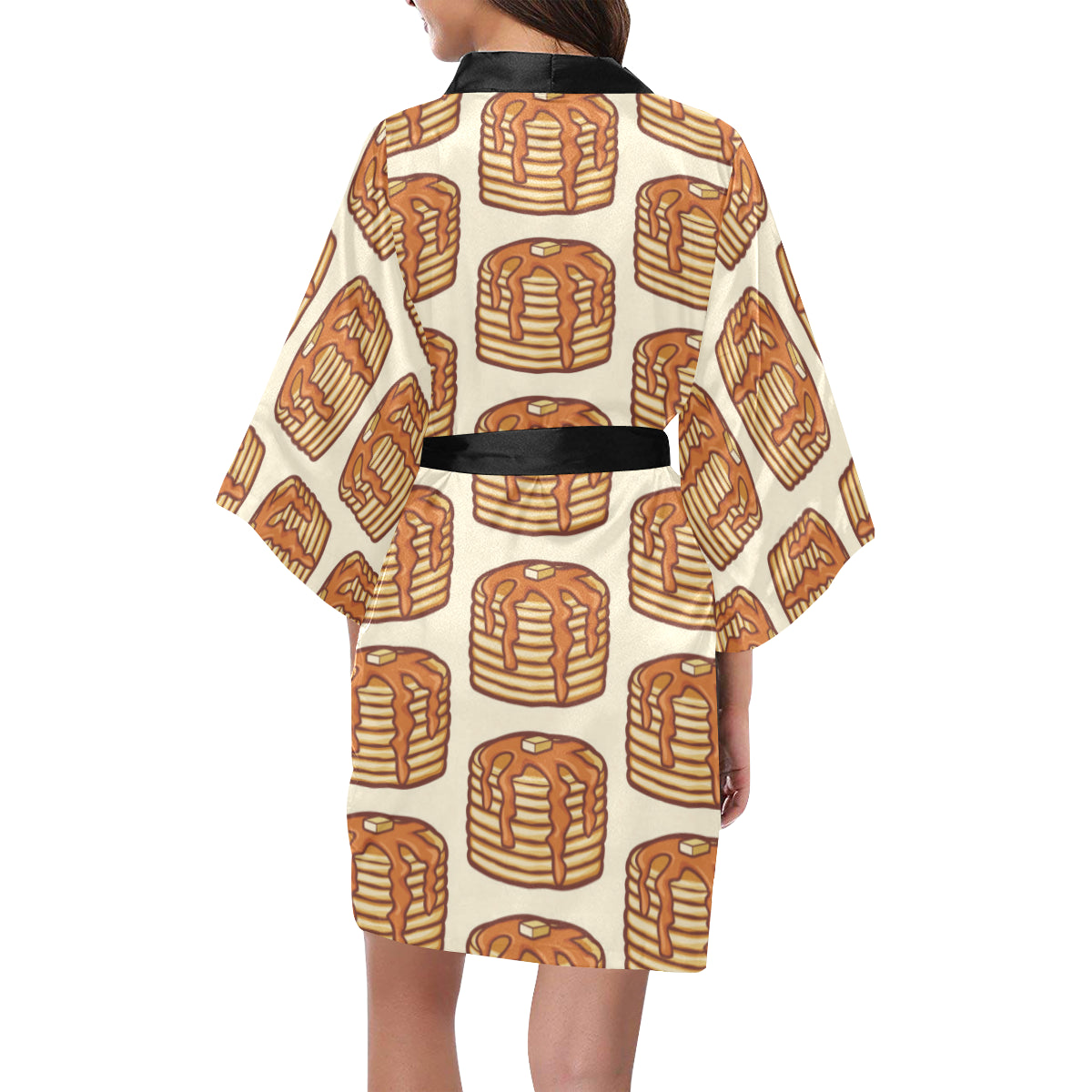 Pancake Pattern Print Design A02 Women's Short Kimono