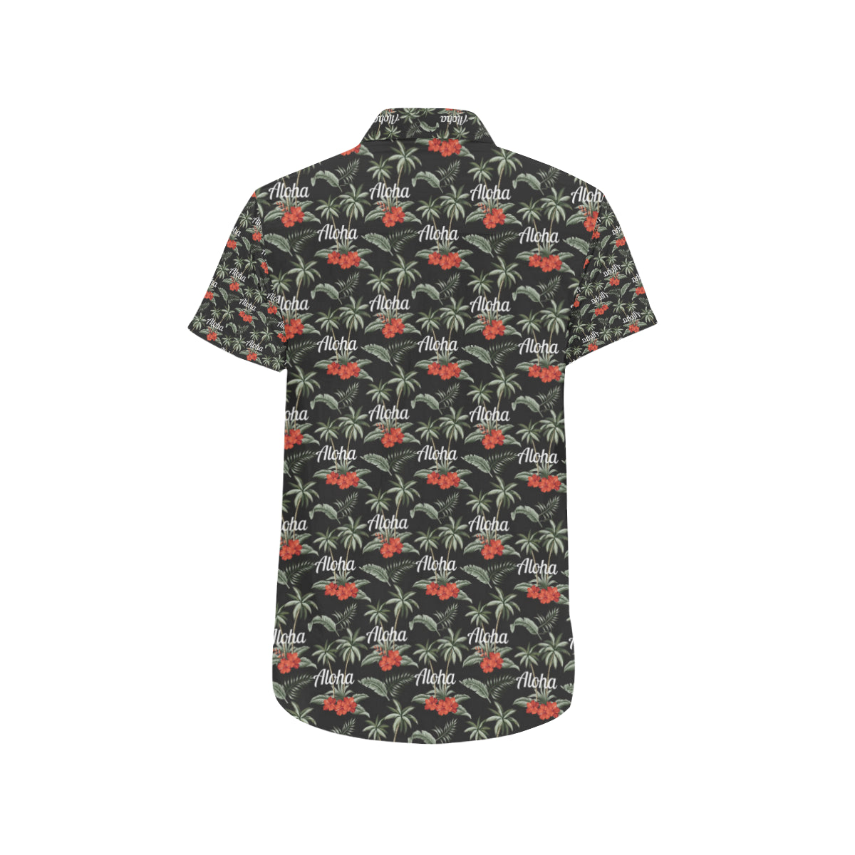 Aloha Palm Tree Design Themed Print Men's Short Sleeve Button Up Shirt
