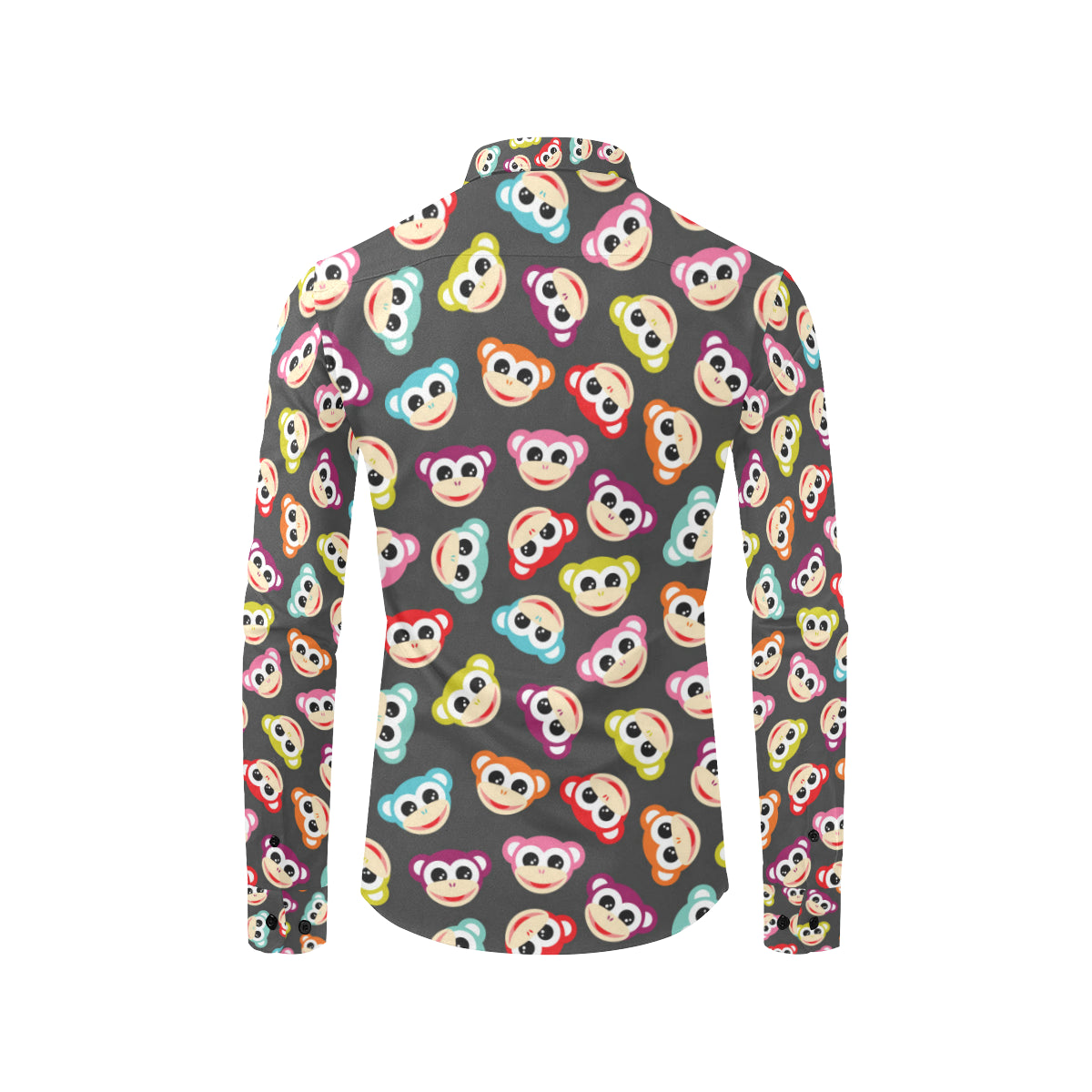 Monkey Head Design Themed Print Men's Long Sleeve Shirt
