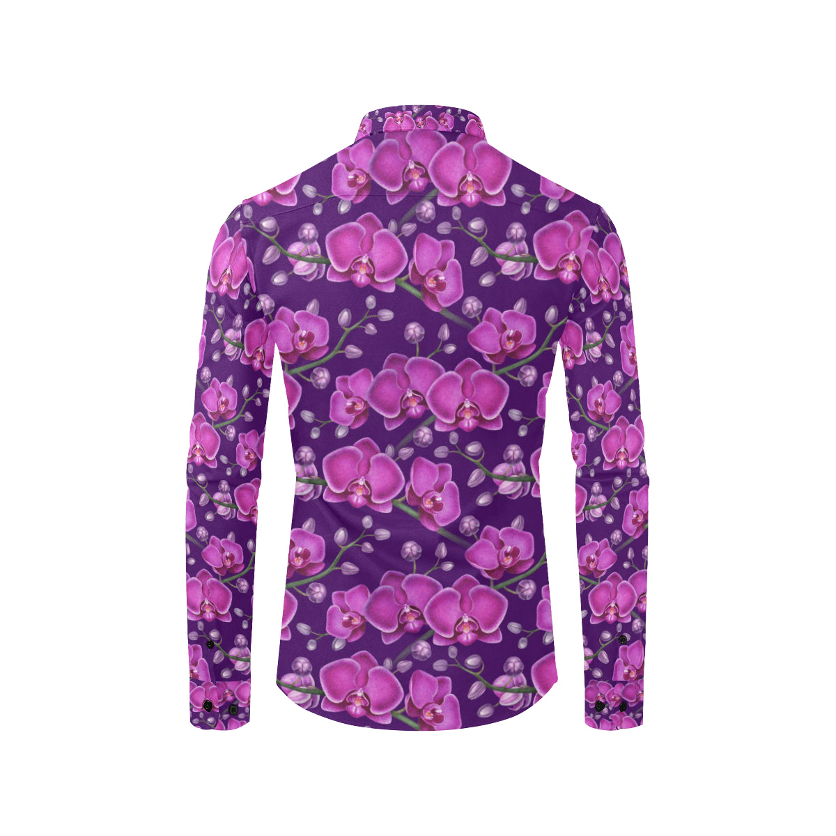 Orchid Purple Pattern Print Design OR02 Men's Long Sleeve Shirt