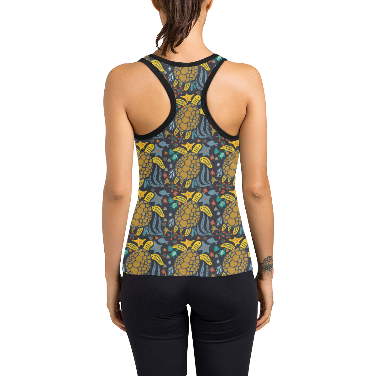 Sea Turtle Pattern Print Design T03 Women's Racerback Tank Top