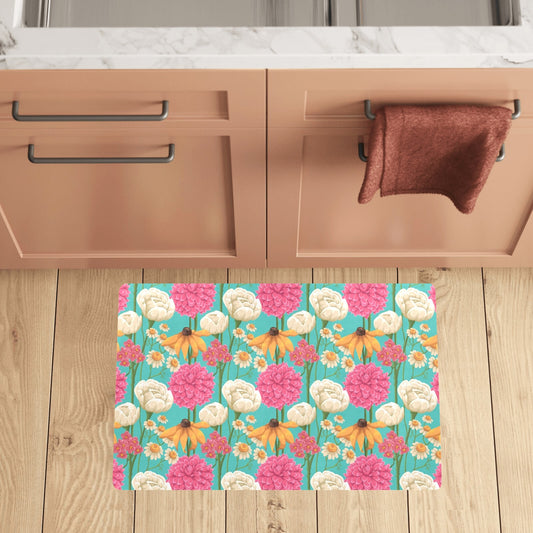 Summer Floral Pattern Print Design SF07 Kitchen Mat