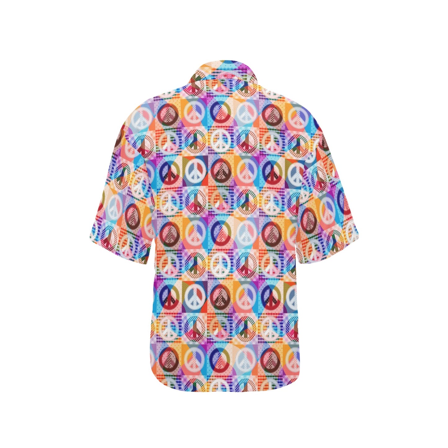 Peace Sign Patchwork Design Print Women's Hawaiian Shirt