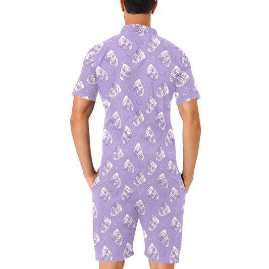 Acting Mask Pattern Print Design 05 Men's Romper