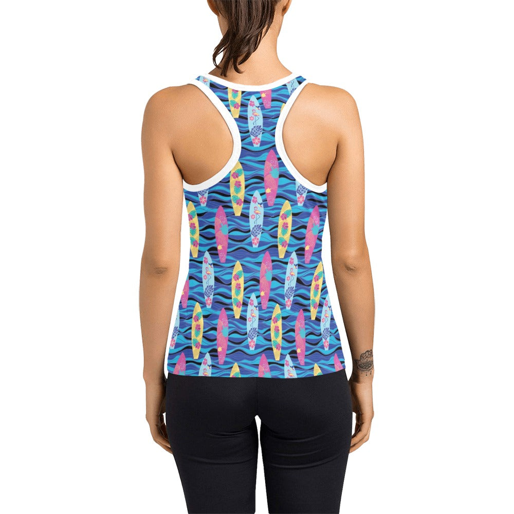 Surfboard Print Design LKS304 Women's Racerback Tank Top