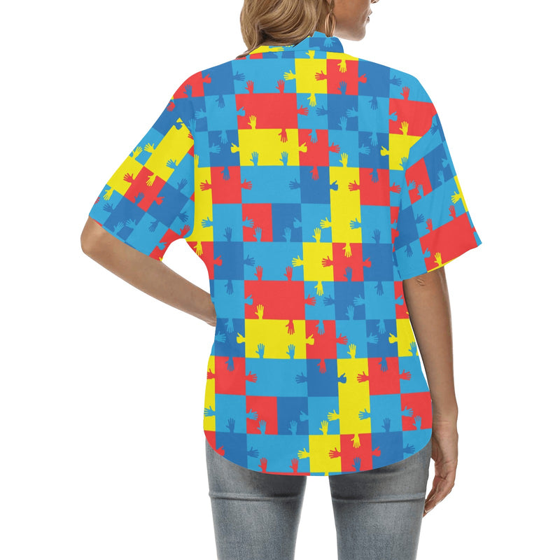 Autism Awareness Design Themed Print Women's Hawaiian Shirt