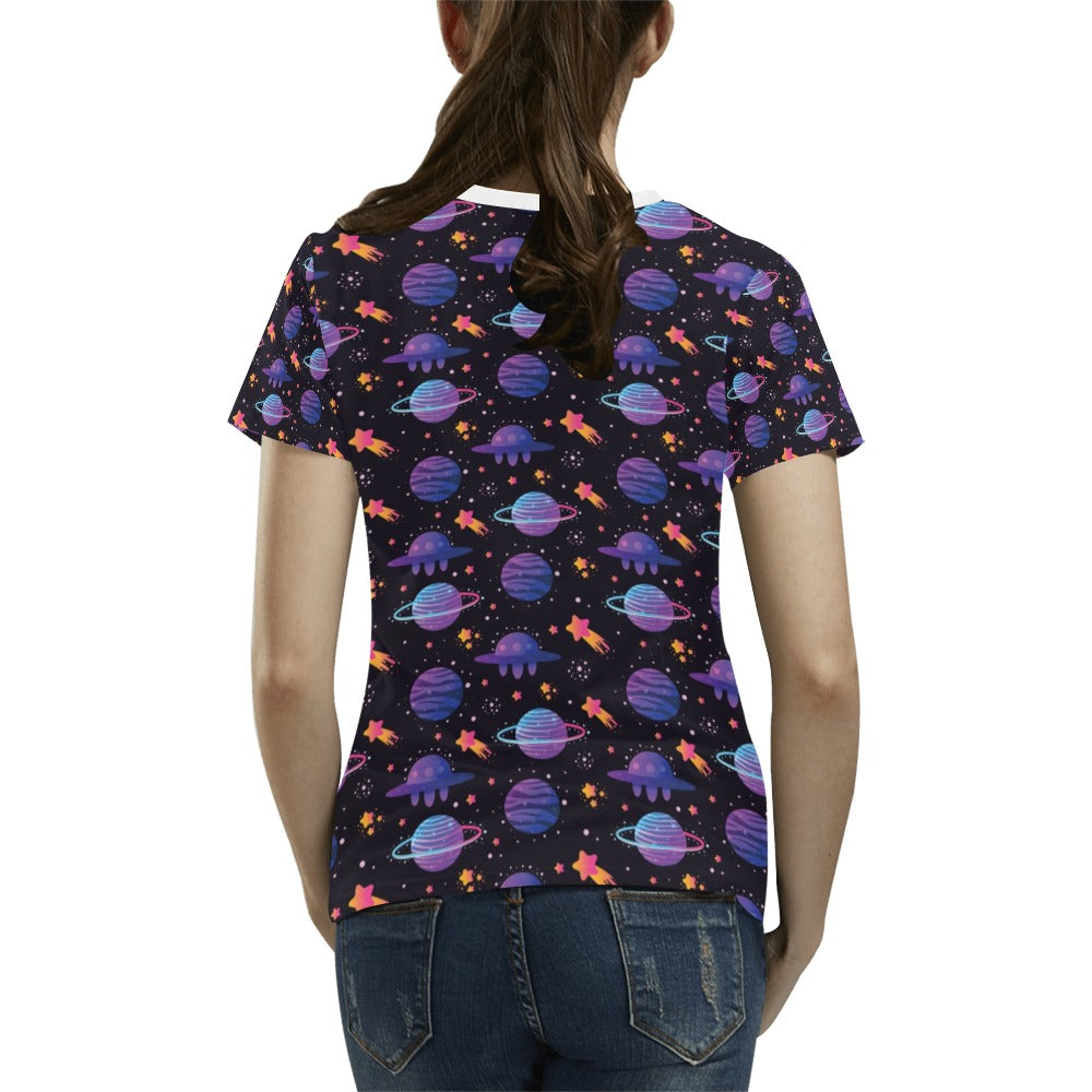 UFO Star Galaxy Print Design LKS308 Women's T-shirt