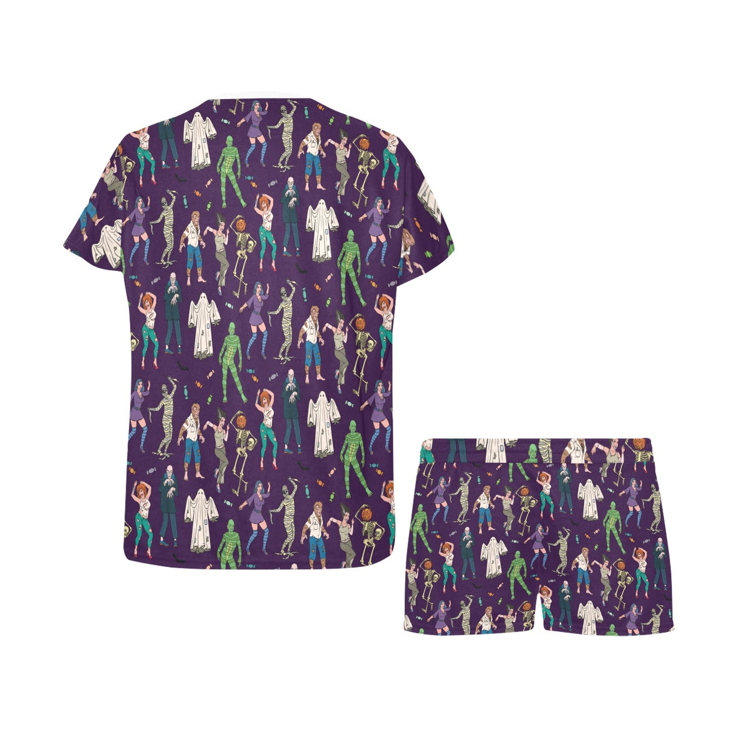 Creepy Zombie Print Design LKS302 Women's Short Pajama Set
