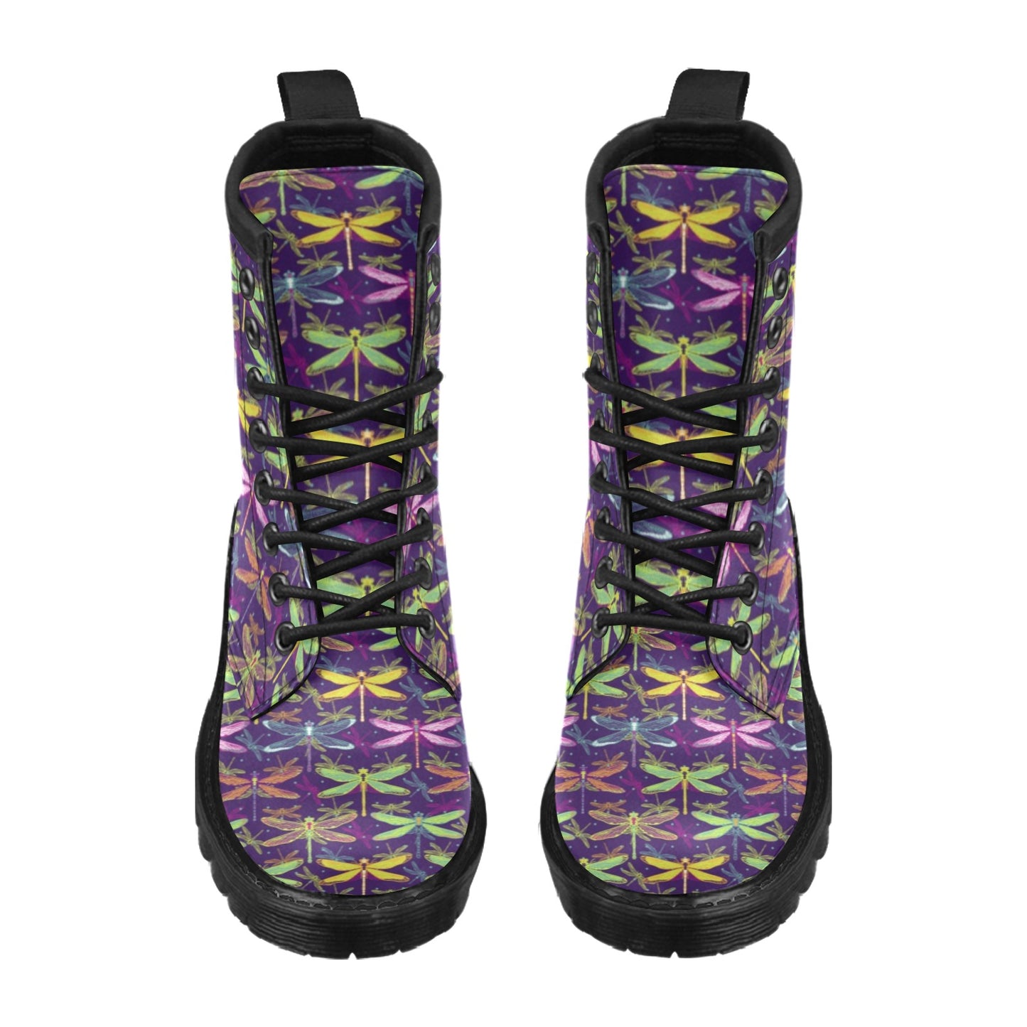 Dragonfly Neon Color Print Pattern Women's Boots