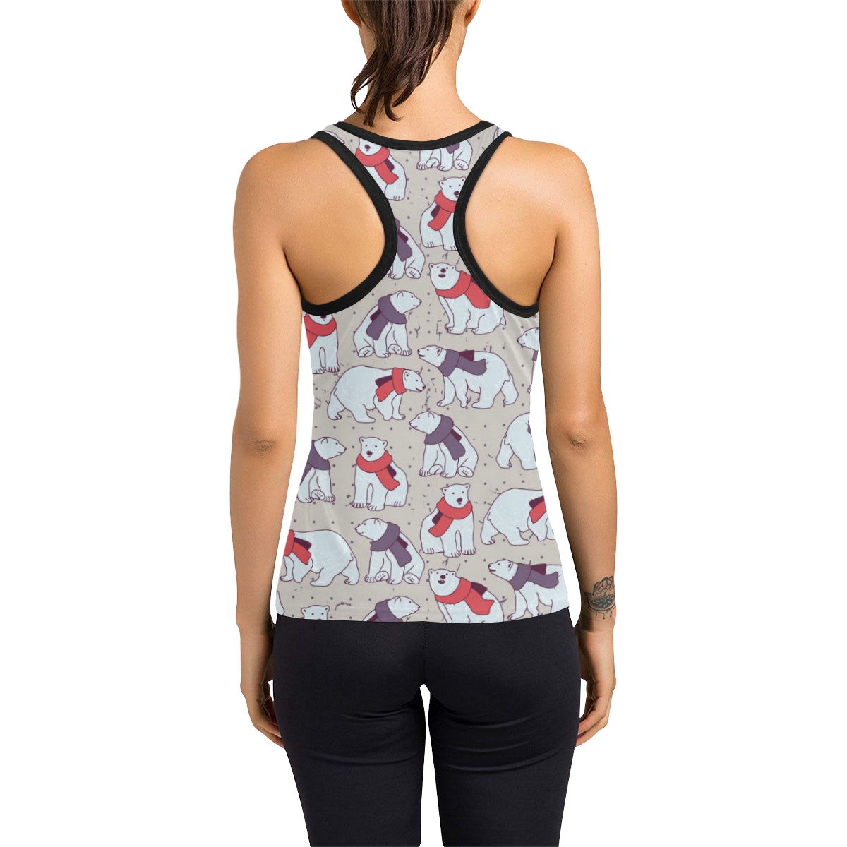 Polar Bear Pattern Print Design PB04 Women's Racerback Tank Top