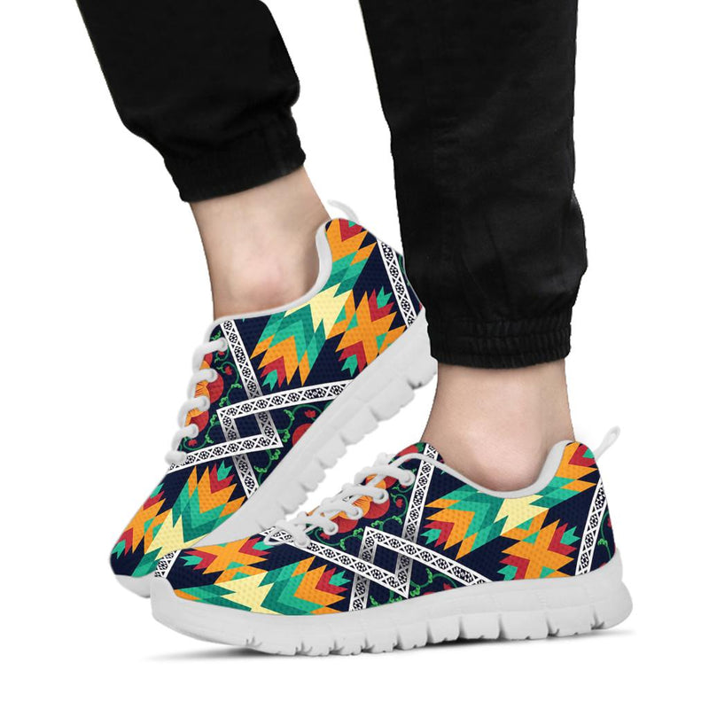African Kente Sneakers White Bottom Shoes