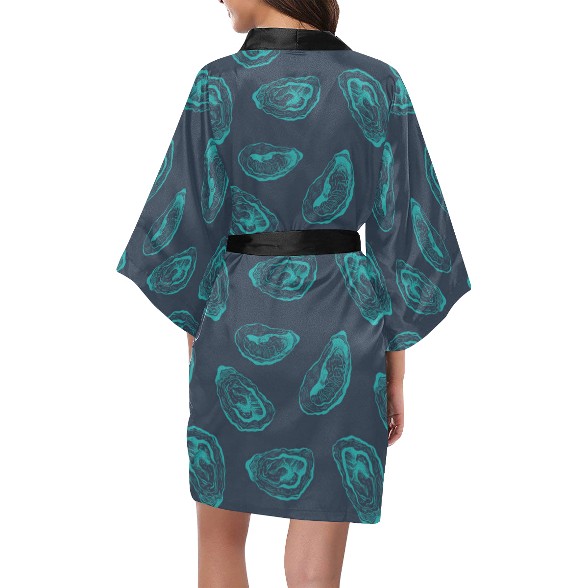Oyster Pattern Print Design 01 Women's Short Kimono