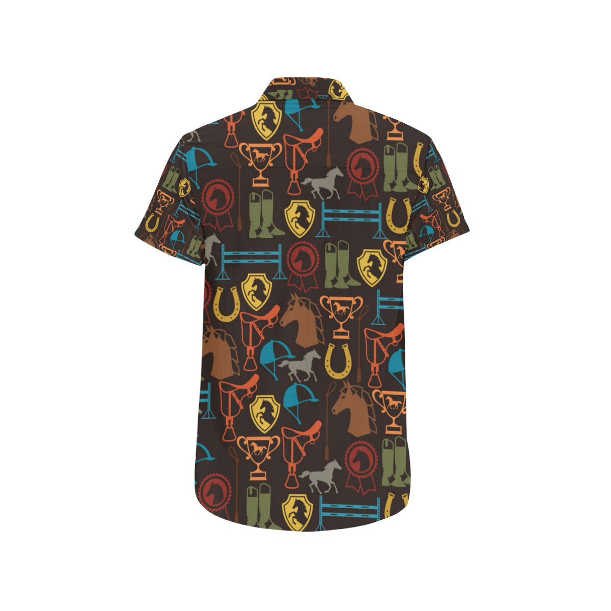 Equestrian Equipment Horse Colorful Men's Short Sleeve Button Up Shirt