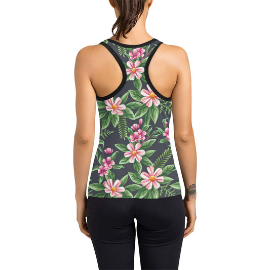 Summer Floral Pattern Print Design SF010 Women's Racerback Tank Top