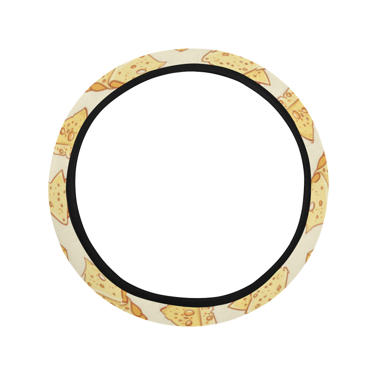 Cheese Pattern Print Design 01 Steering Wheel Cover with Elastic Edge
