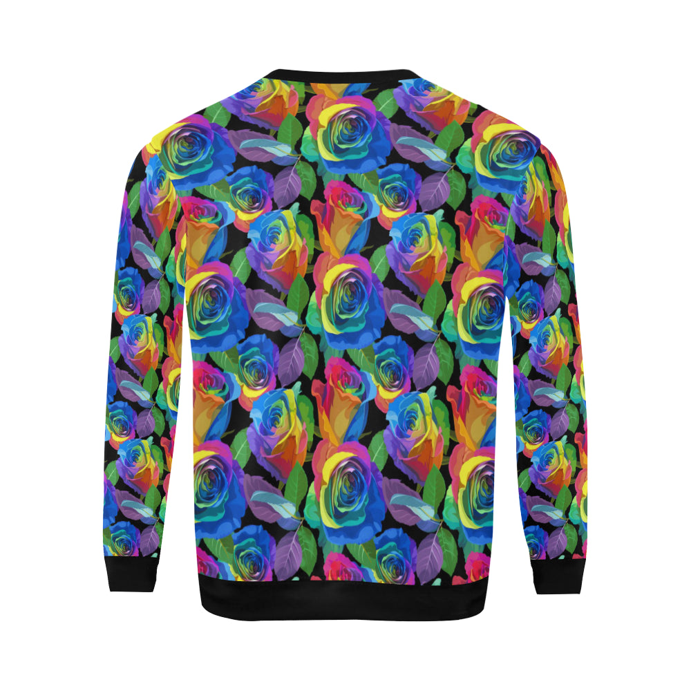 Rose Pattern Print Design RO02 Men Long Sleeve Sweatshirt