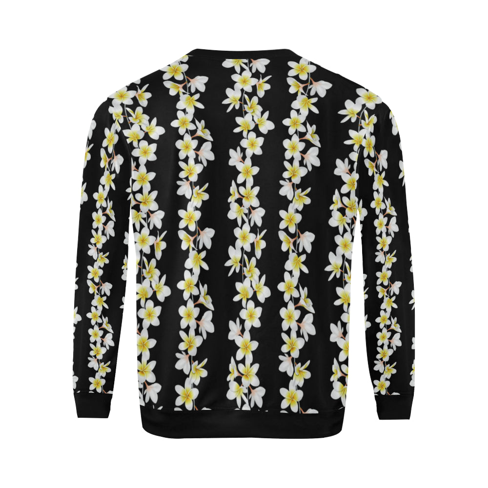 White Plumeria Pattern Print Design PM08 Men Long Sleeve Sweatshirt