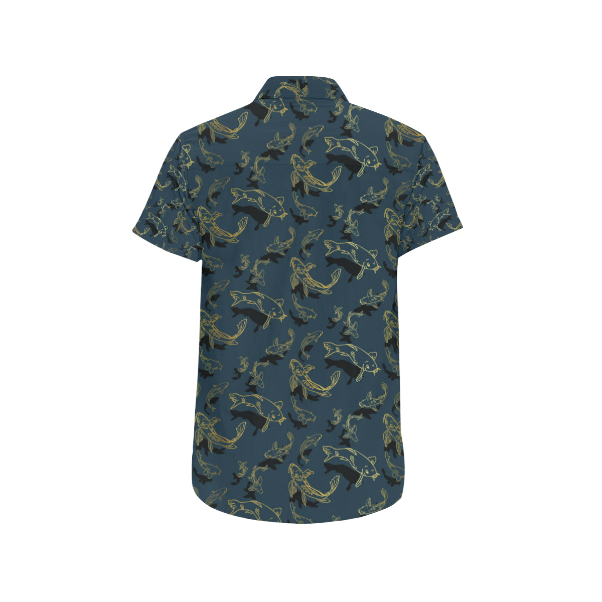 Koi Carp Gold Design Themed Print Men's Short Sleeve Button Up Shirt