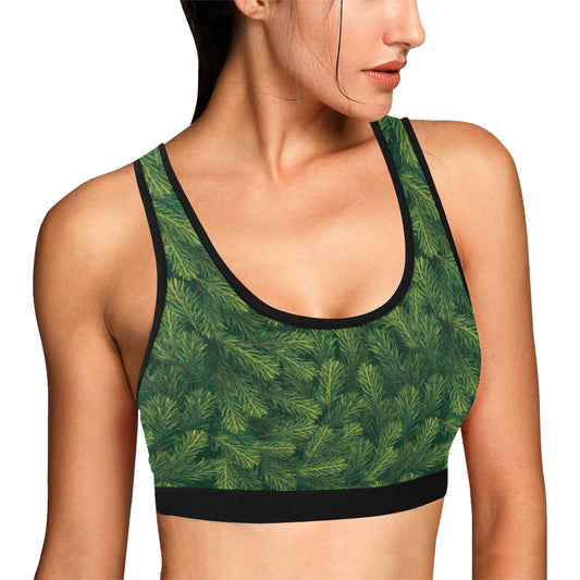Christmas Tree Pattern Print Design 02 Sports Bra