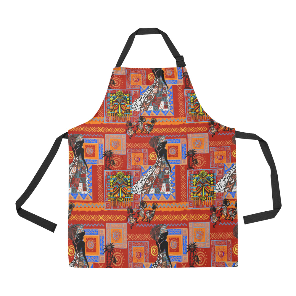 African Print Pattern Apron with Pocket