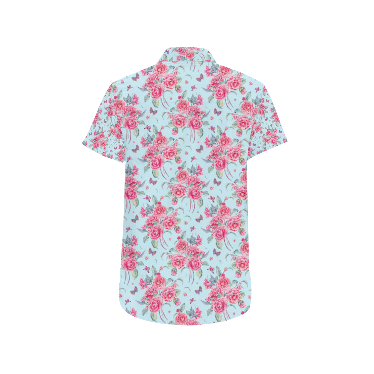 Camellia Pattern Print Design 01 Men's Short Sleeve Button Up Shirt