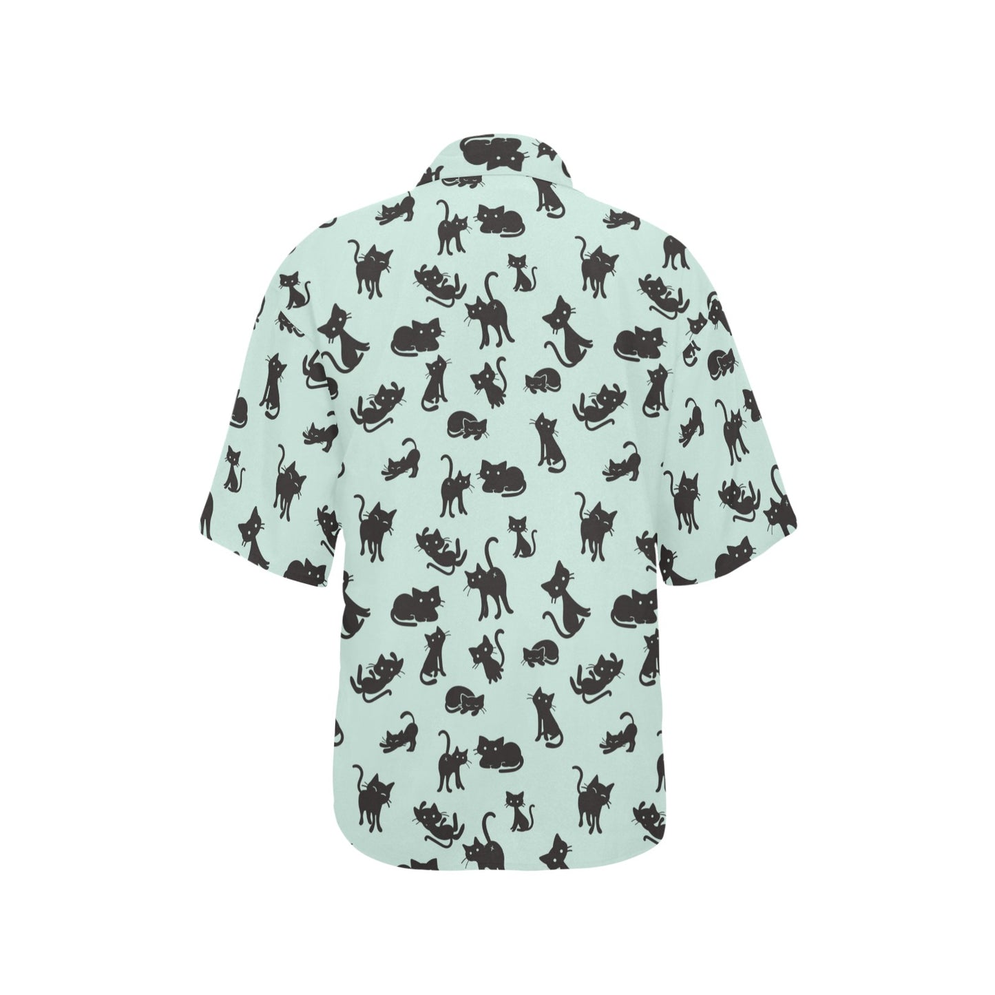 Black Cat Pattern Print Design 04 Women's Hawaiian Shirt