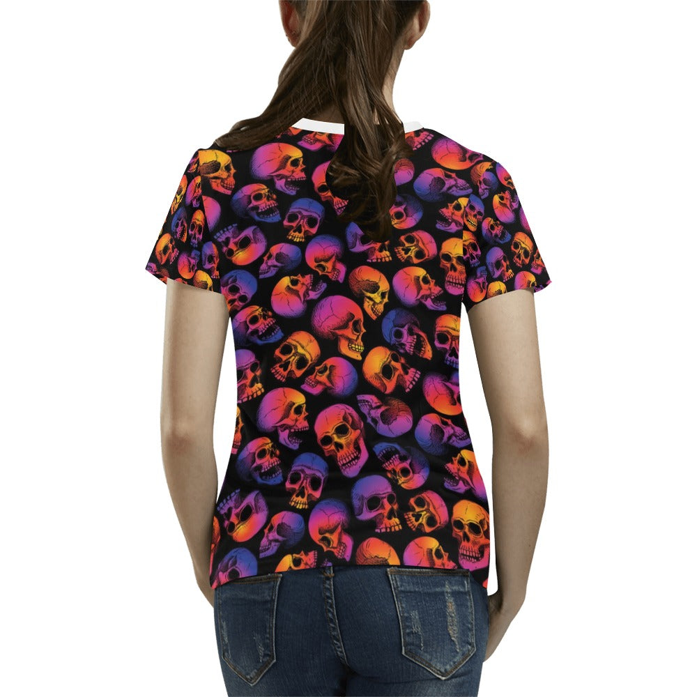 Skull Multicolor Print Design LKS3011 Women's T-shirt