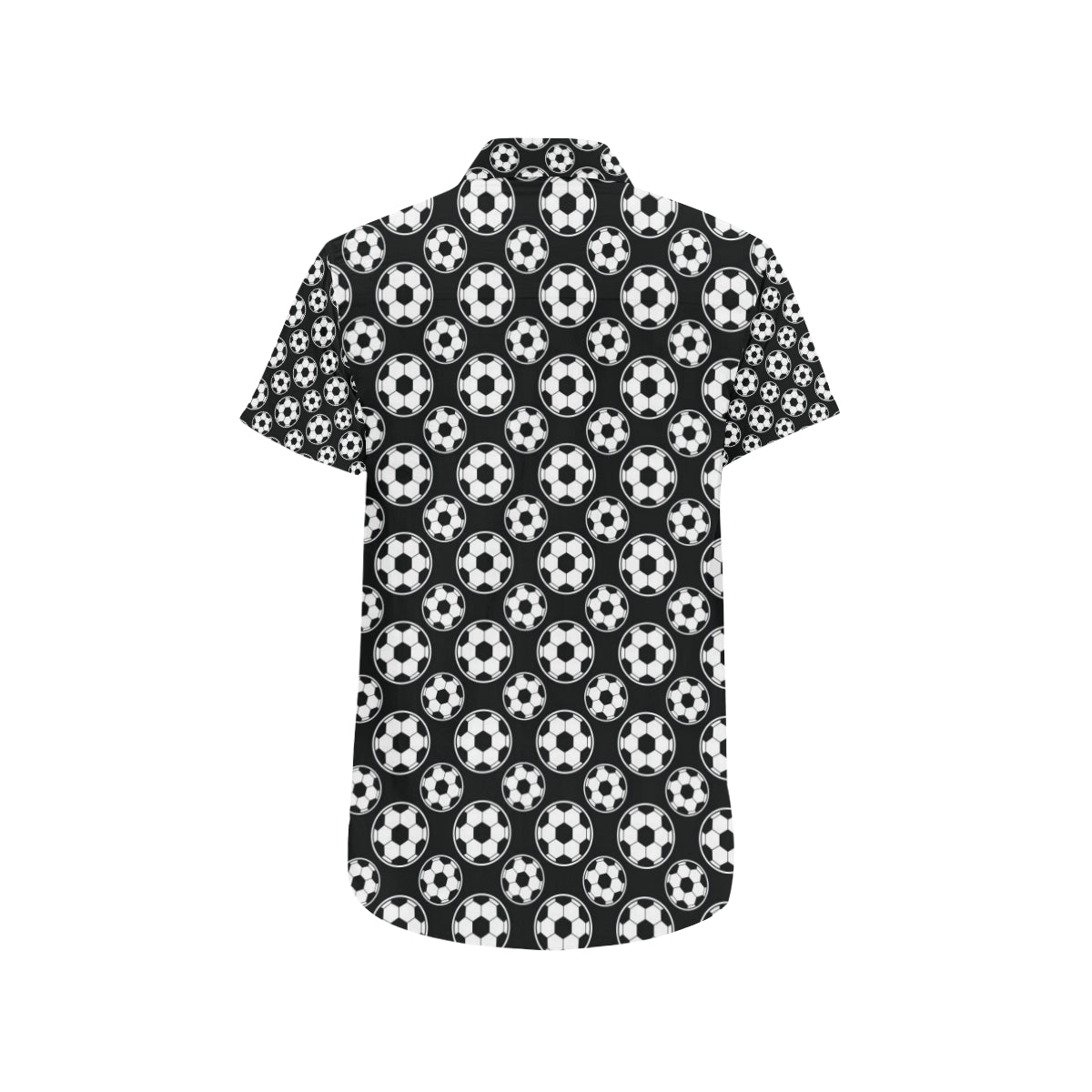 Soccer Ball Black Print Pattern Men's Short Sleeve Button Up Shirt