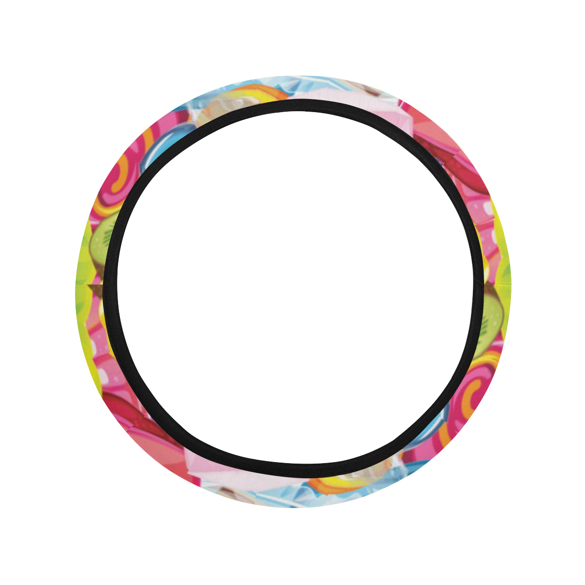 Candy Pattern Print Design CA01 Steering Wheel Cover with Elastic Edge