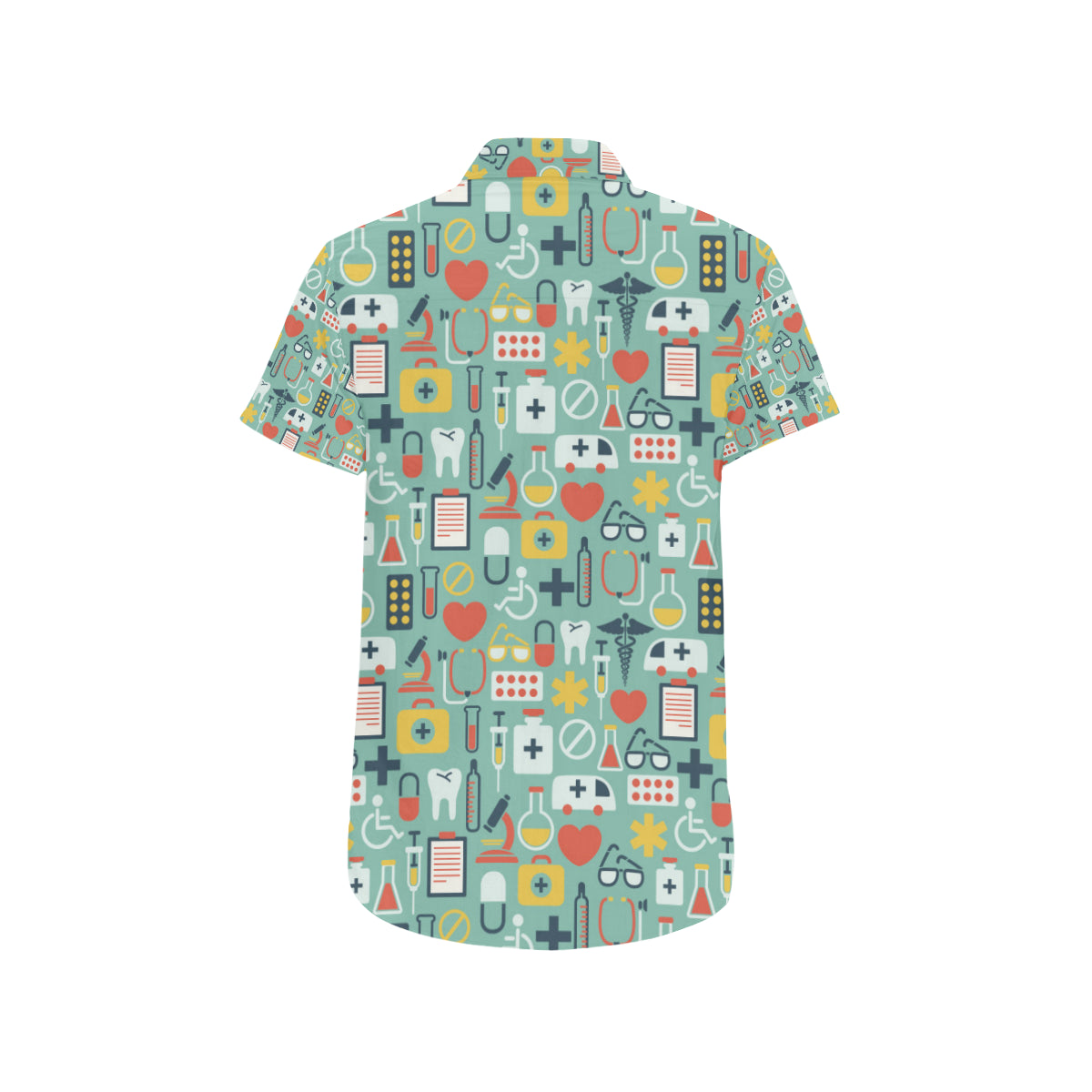 Medical Pattern Print Design 02 Men's Short Sleeve Button Up Shirt